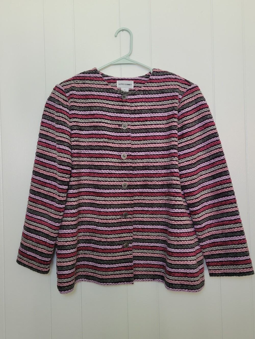 Alfred Dunner Textured Striped Blazer Jacket Woven Jewel Tones Retro Career 14